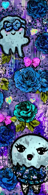 Free kawaii bookmark featuring a blue ghost standing with flowers